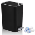 Small Bathroom Trash Can with Lid, 3.2 Gallon Slim Step Trash Can, Black