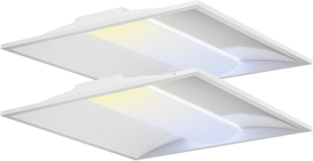2x2 LED Troffer Light, 5 Wattages, 5CCT, 0-10V Dimmable, 2 Pack