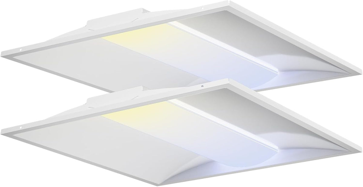 2x2 LED Troffer Light, 5 Wattages, 5CCT, 0-10V Dimmable, 2 Pack
