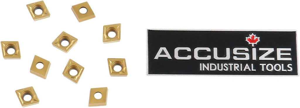 Accusize Carbide Inserts, CCMT21.51, TiN Coated, 2100-1008x10