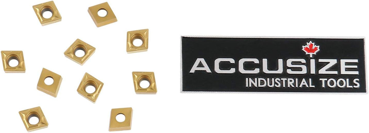 Accusize Carbide Inserts, CCMT21.51, TiN Coated, 2100-1008x10