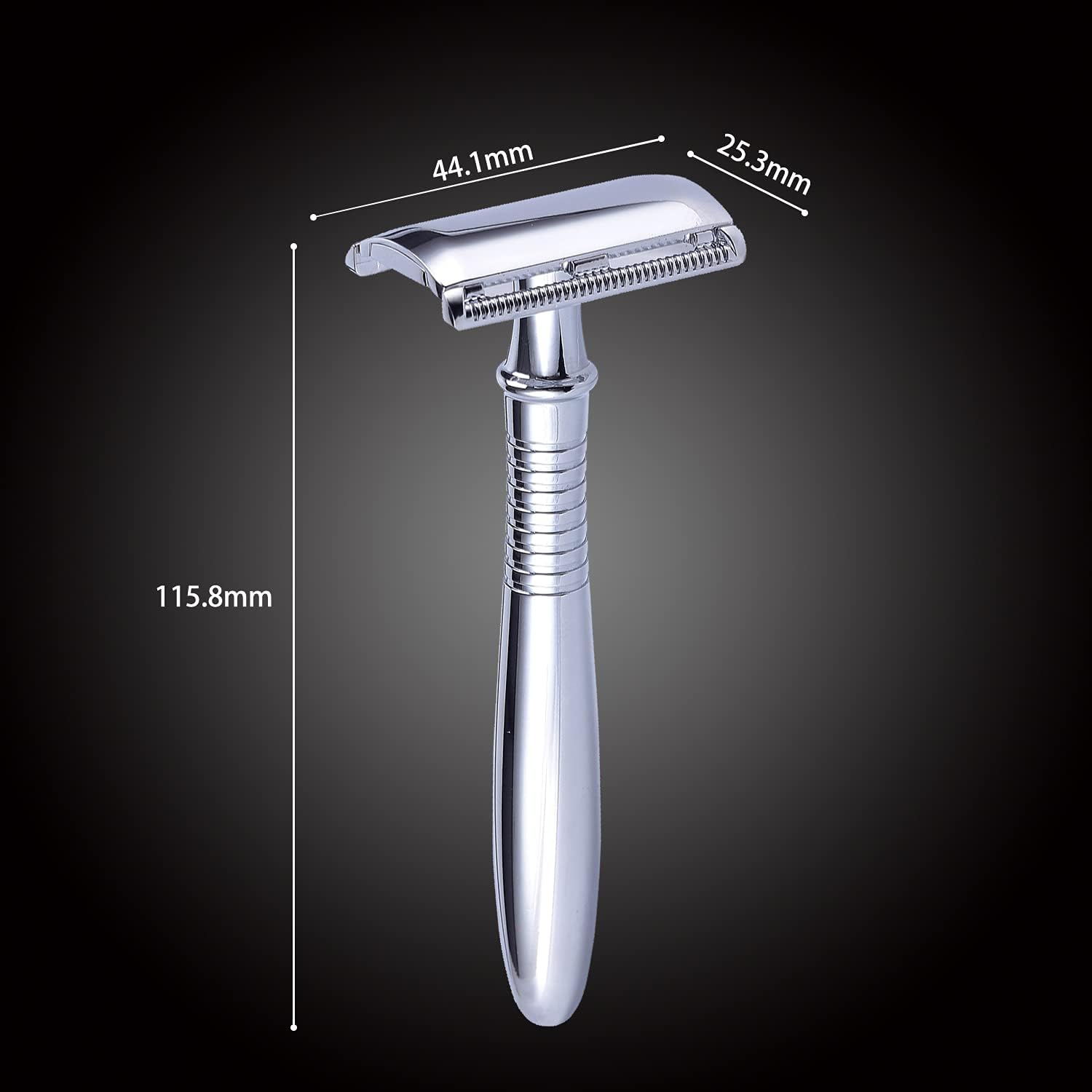 Classic 3-Piece Metal Double Edge Eco Safety Razor Long Handle Wet Shaving Kit for Men Women with 5 Platinum Blades