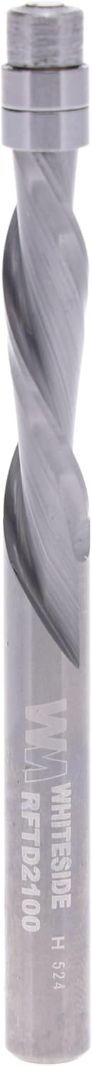 Whiteside RFTD2100 Spiral Downcut Flush Trim Router Bit: 1/4 Inch Cutting Diameter, 1/4 Inch Shank, 1 Inch Cutting