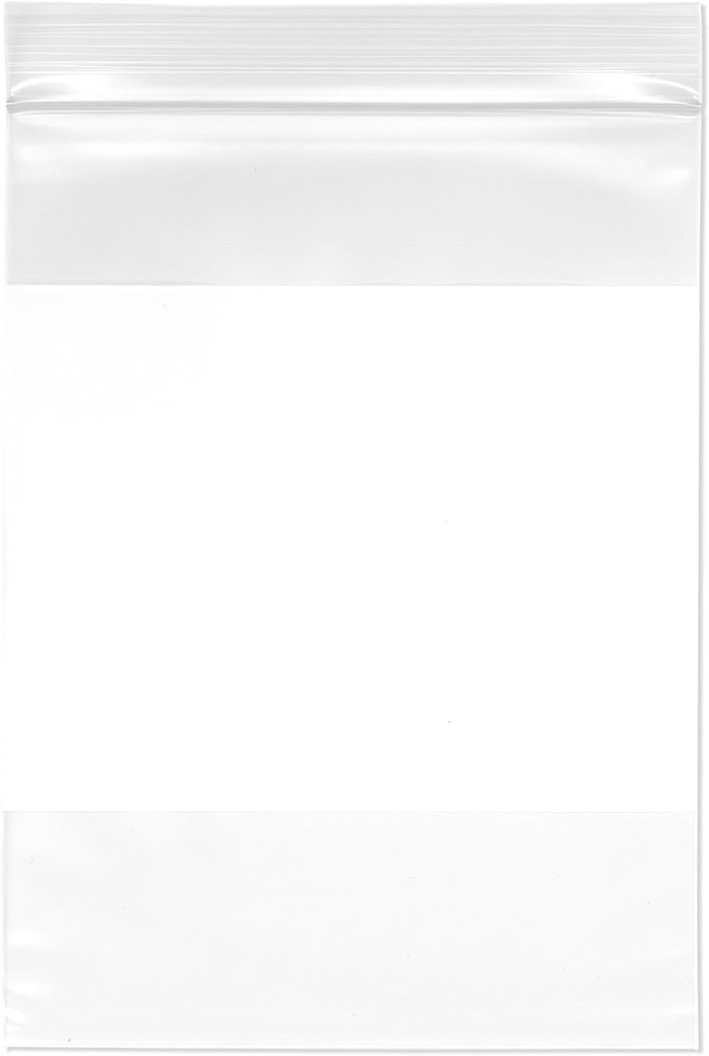 6 x 8 inch, 4 Mil White-Block Zipper Reclosable Bags (Pack of 100)