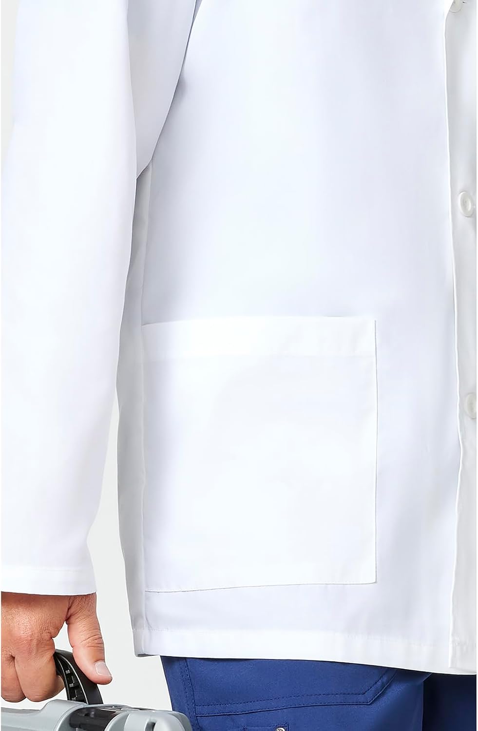 Mens Coat Lab Coat with 4 Pockets Notched Lapel with Three Button Closure - 81404