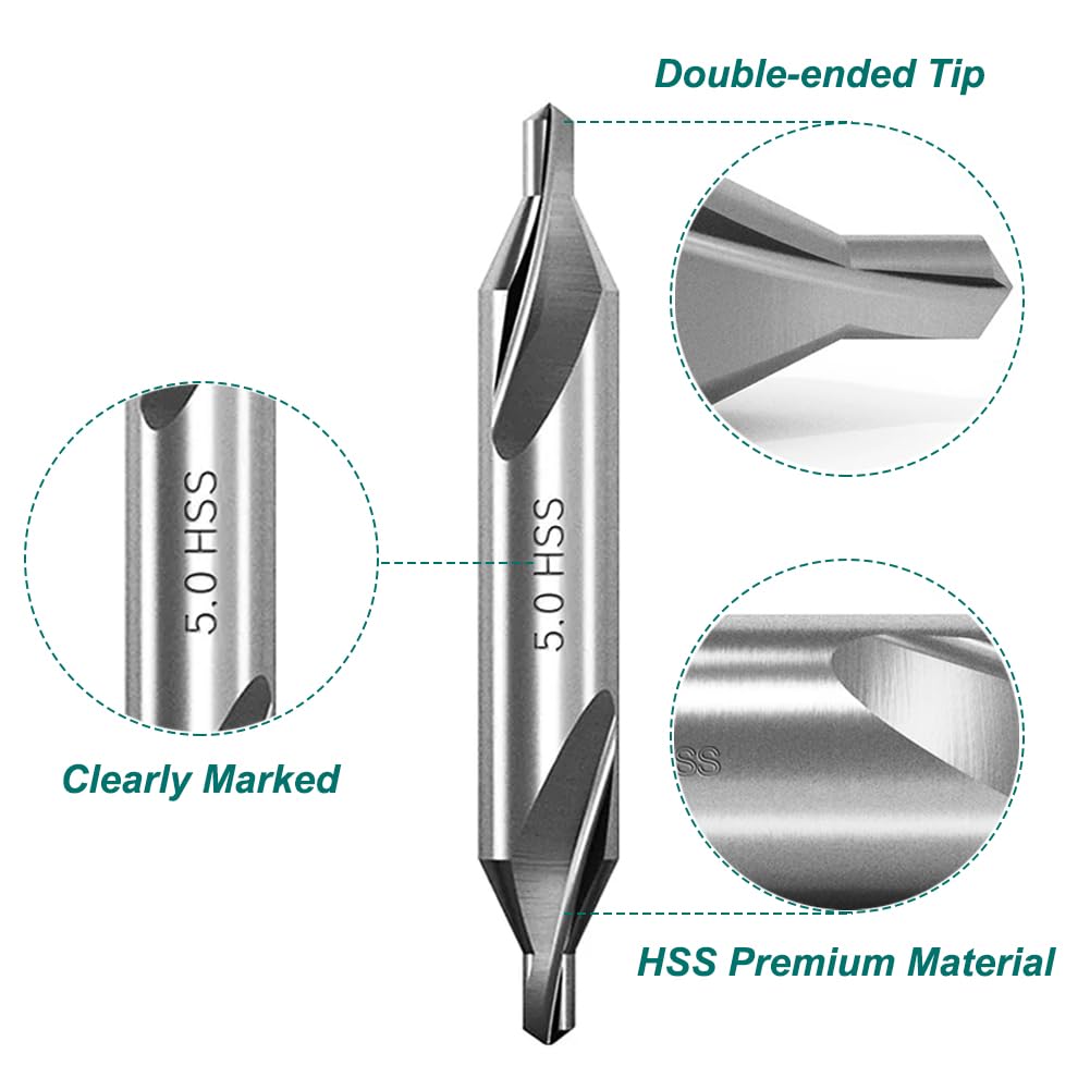 8Pcs HSS Center Drill Bits Set Combined Countersink Drill Bit Tool