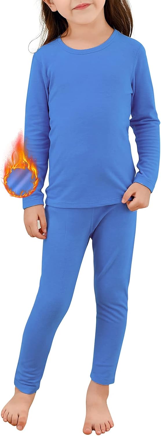Kids Thermal Underwear Set, Soft Fleece Base Layer | Moisture Wicking, 4 Way Stretch, Heavyweight, Cold Weather Long