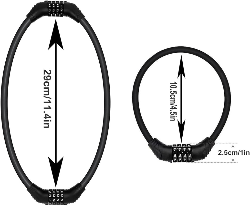 Bike Lock Cable, Heavy Duty Anti Theft Bicycle Lock Chain Portable Code Lock Cable Combo Bike Locks, 4 Digit Security