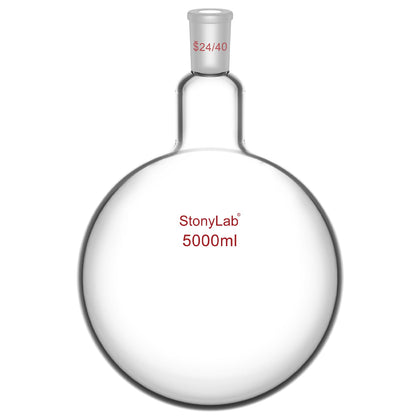 Glass Single Neck One Neck Round Bottom Flask RBF, with 24/40 Standard Taper Outer Joint (5000ml)