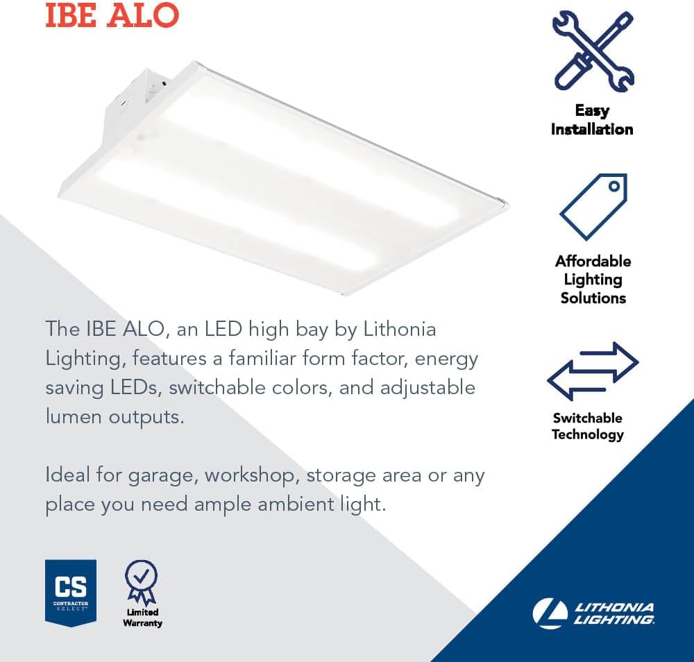 Lithonia Lighting I-Beam LED High Bay Light, Adj Brightness, 4000K/5000K