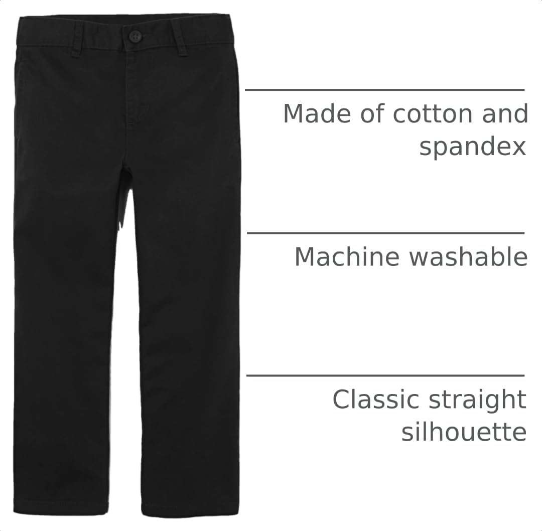 Boys Stretch Chino Pants,Black Single,18H