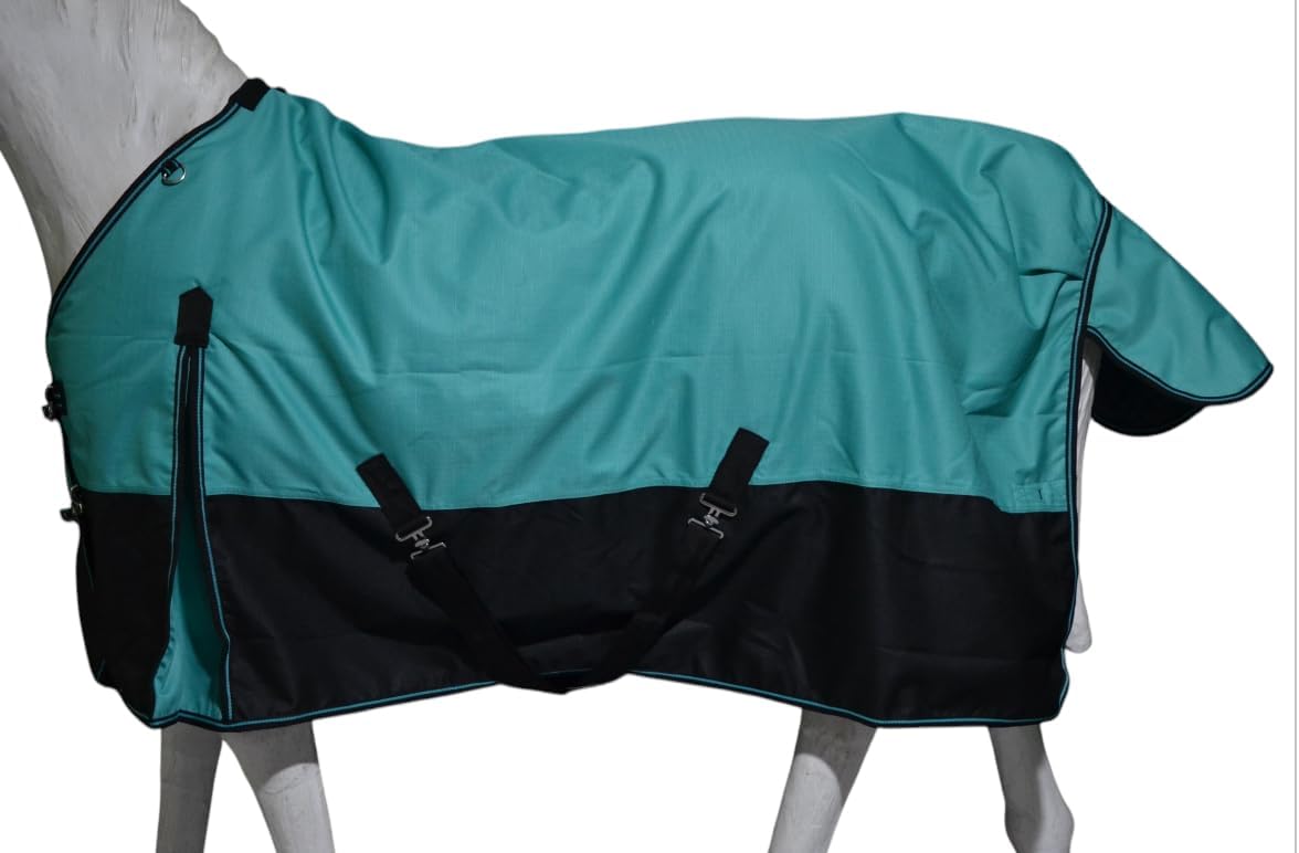 1200D Waterproof Light Weight Poly (100g Fill) Horse Winter Turnout Blanket with Standard Neck AT010002 (Turquoise, 78")