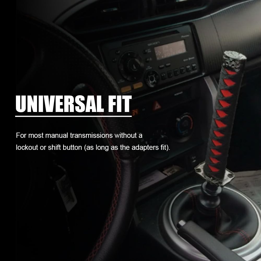 RYANSTAR Katana Shift Knob Samurai Sword Design 4 Adapters Black