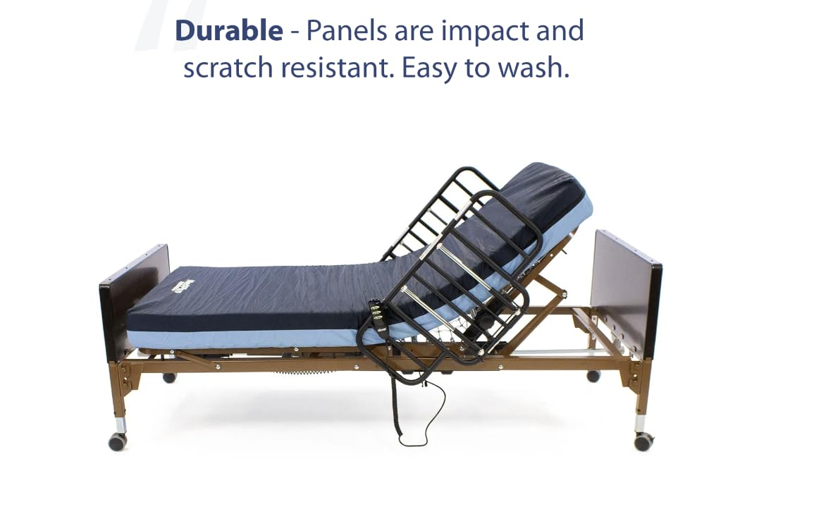 Semi-Electric Hospital Bed for Home Use – Adjustable Medical Bed with Foam Mattress & Half Rails Included, Quiet