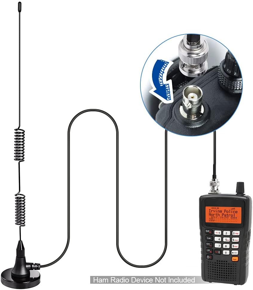 20-1300MHz Police Scanner Antenna Magnetic Base HF VHF UHF Two Way Ham Radio BNC Male Antenna Compatible with Uniden