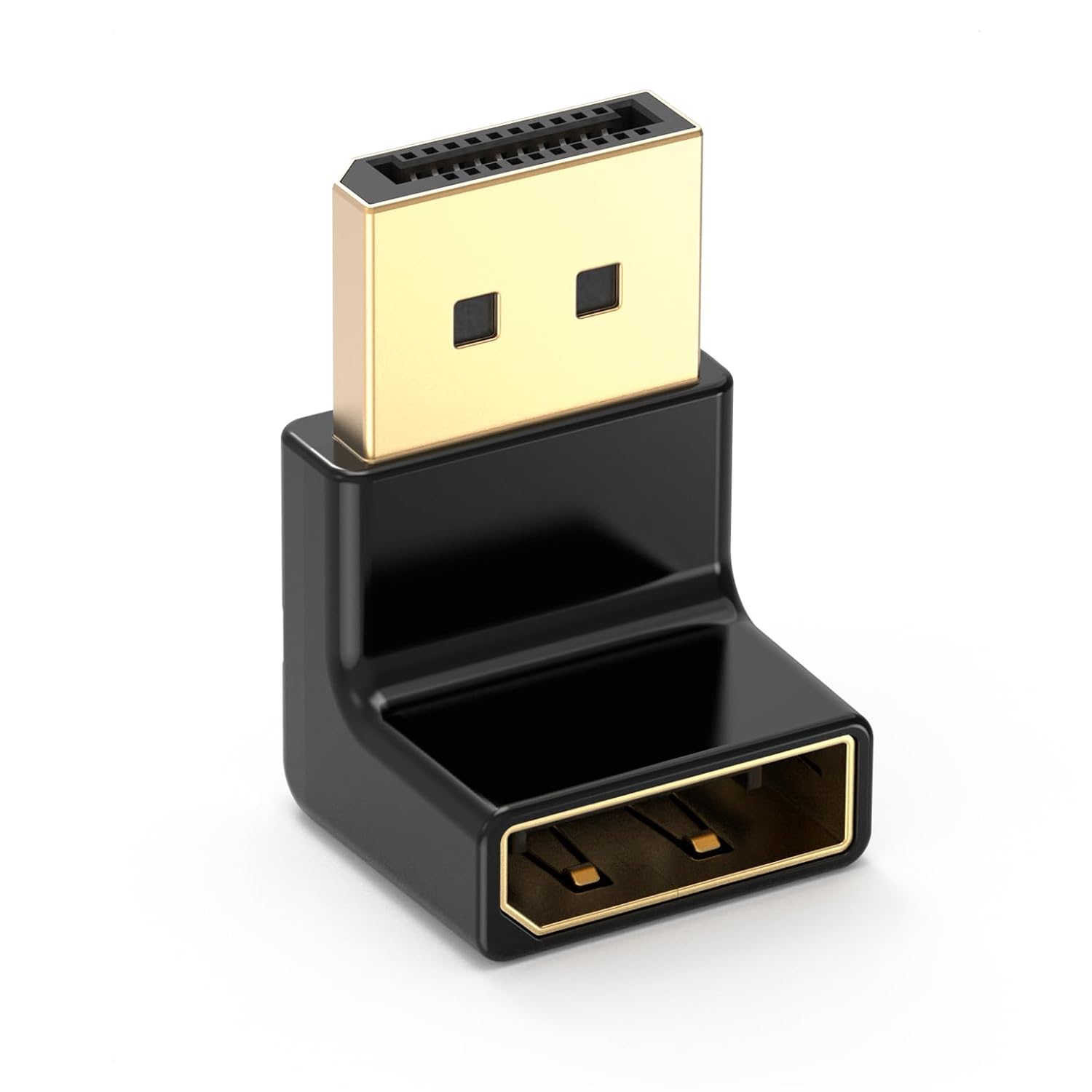 4K@240Hz Right Angle DisplayPort 1.4 Adapter, 90 Degree | 8K@60Hz, 8K DisplayPort Adapter, Black, 32.4Gbps