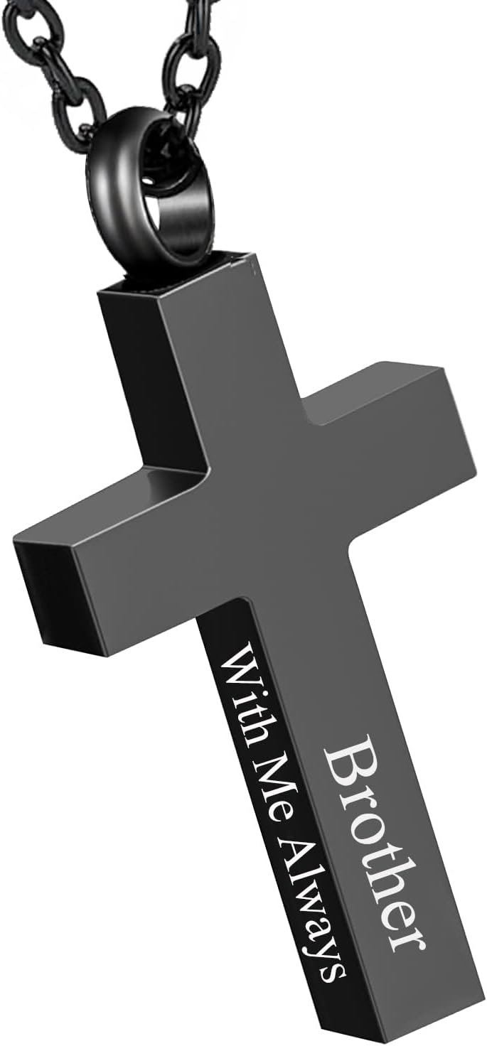 Cremation Jewelry Black Cross Urn Necklaces for Ashes for Women Men Human Ashes with Me Always Memorial Keepsake Pendant