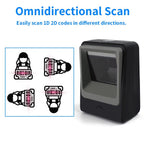 Handsfree 2D 1D Barcode Scanner, QR Omnidirectional Desktop Bar Code Reader Scanner, Capture Barcodes from Mobile