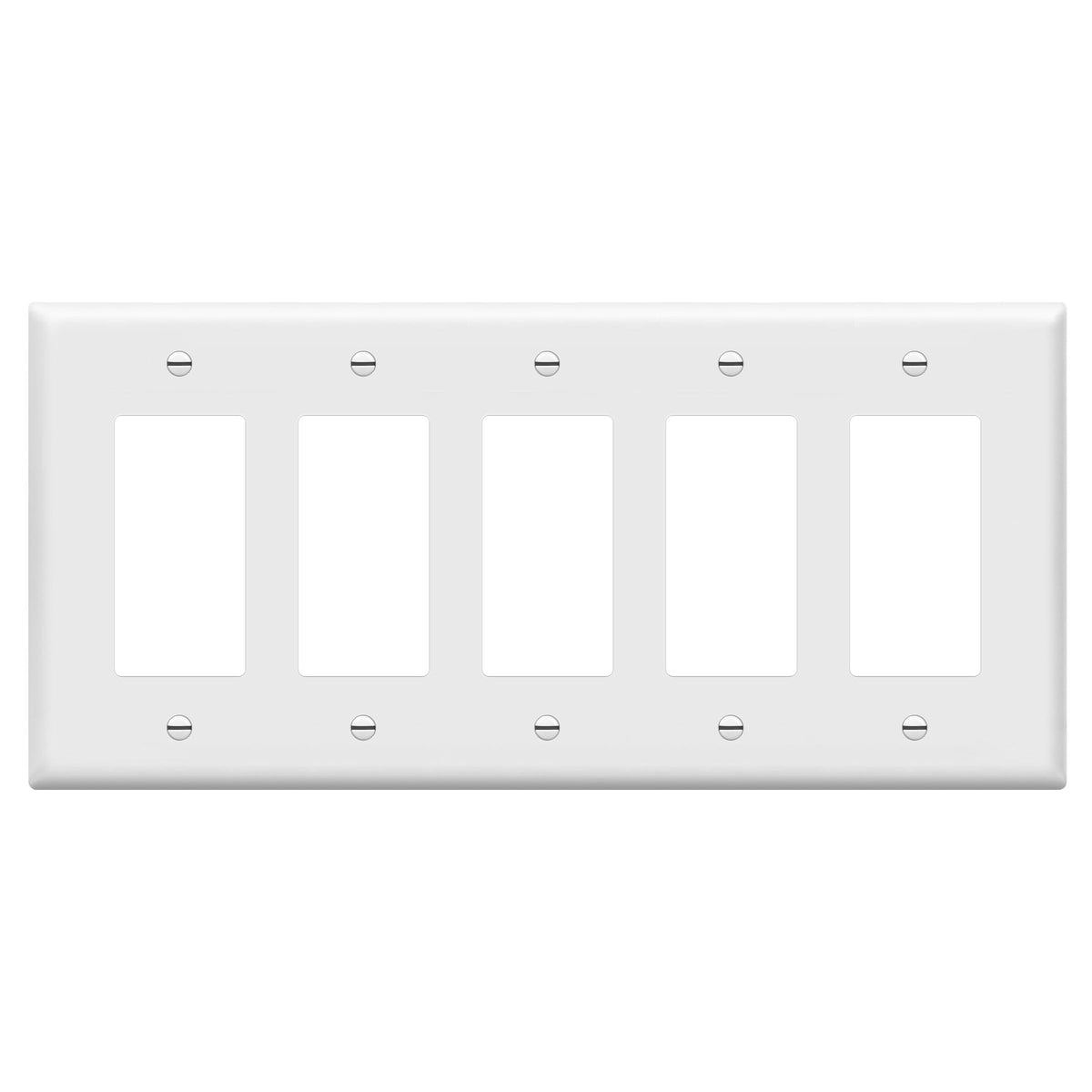 ENERLITES 5-Gang White Mid-Size Decorator Switch Outlet Wall Plate Cover