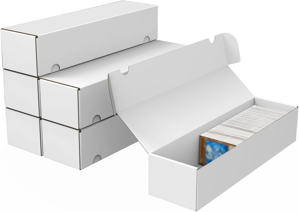 Trading Card Storage Box, 6-Pack 1100 Count White Corrugated Cardboard Box | Bulk Sports Storage Box for