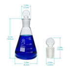 250ml Glass Erlenmeyer Flask Set, 3pcs Laboratory Glassware Flask with Glass Stopper for Chemistry Classroom Home