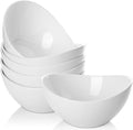 19 Ounces Ceramic Serving Bowls, Sturdy Porcelain White Oval Salad Bowls, Stackable Food Server Fruit Display Dishes