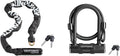 Bike Lock Bundle - 2.8ft Steel Chain Lock with Keys and U-Lock with 4ft Braided Steel Cable for Bikes, Motorcycles