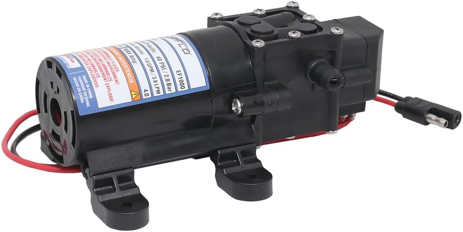 Everflo EF1000-BOX 12V Diaphragm Pump with 3/8" Hose Barb Ports, 1.0 Gpm