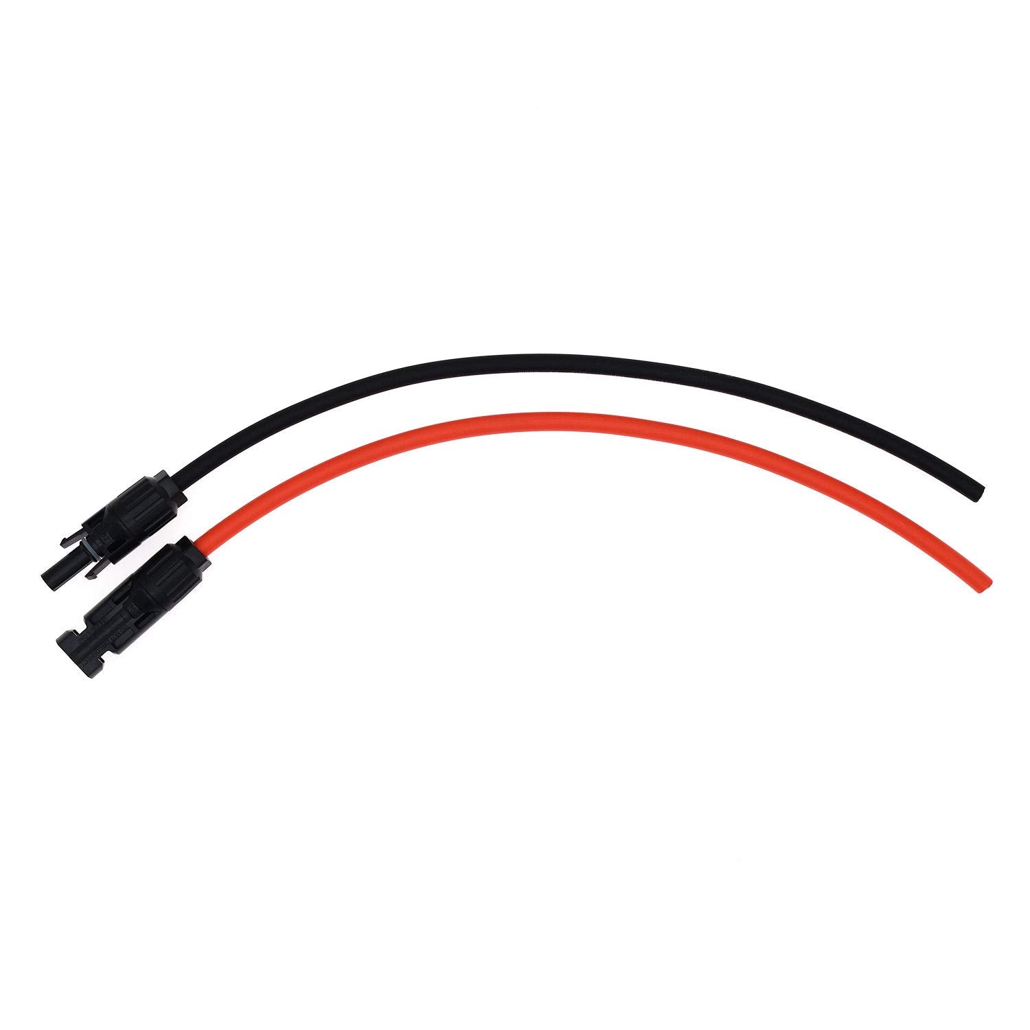 10AWG(6mm²) 1FT Solar Extension Cable, PV Connector to Bare Wire | 1 Pair Tinned Copper PV Cables for Solar Panels to