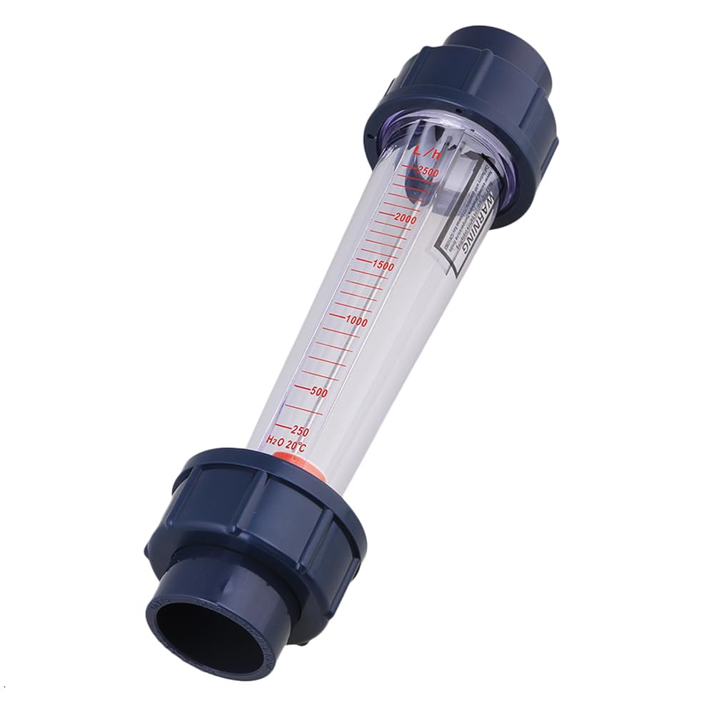 Inline Liquid Flowmeter, Fluids Flowmeter with AS Plastic Cylindrical Body Works with DN25 1" Pipe Connection (250~2500L/H)