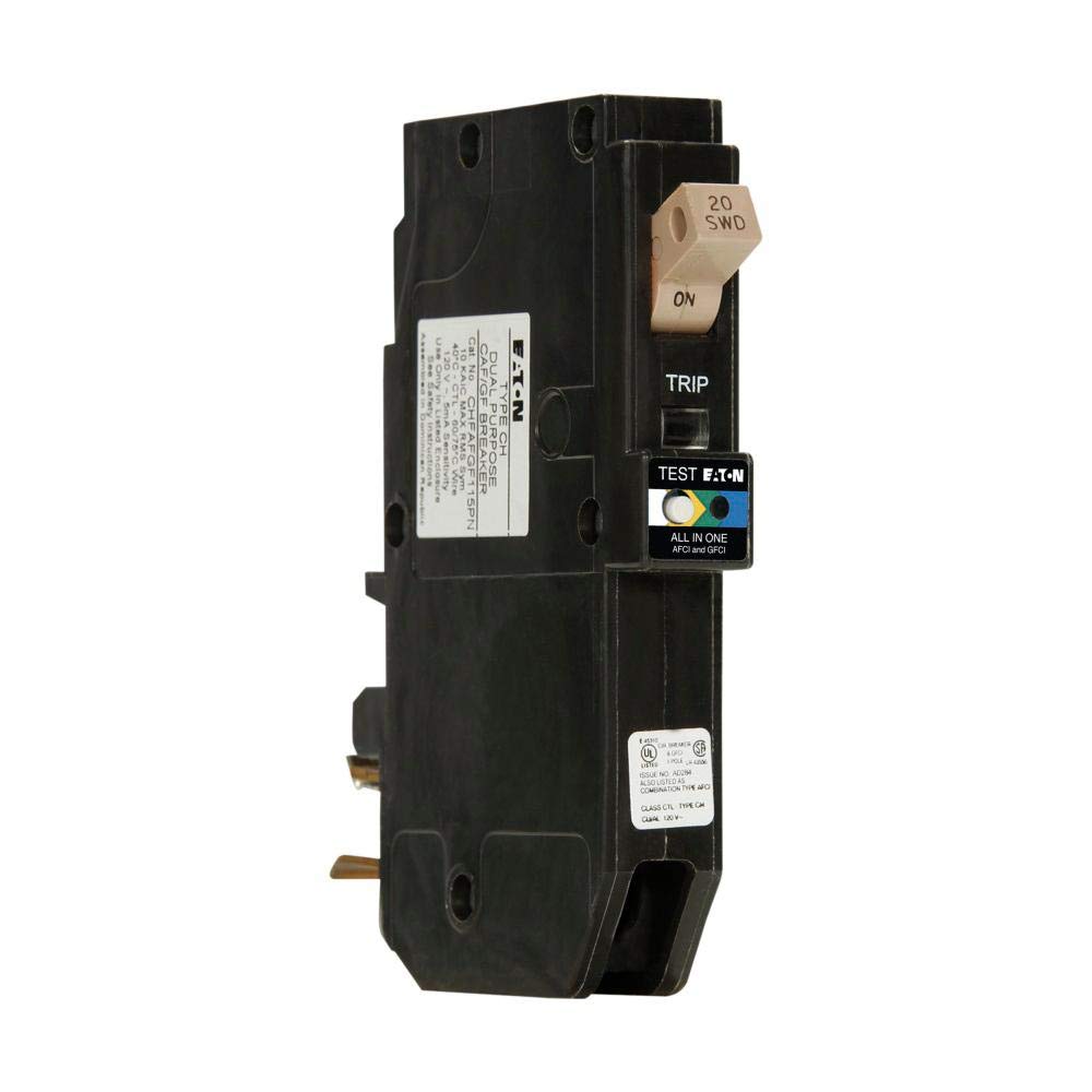 Eaton CH 20 Amp 1-Pole Dual Function (Arc Fault/Ground Fault) Plug-On Neutral Circuit Breaker