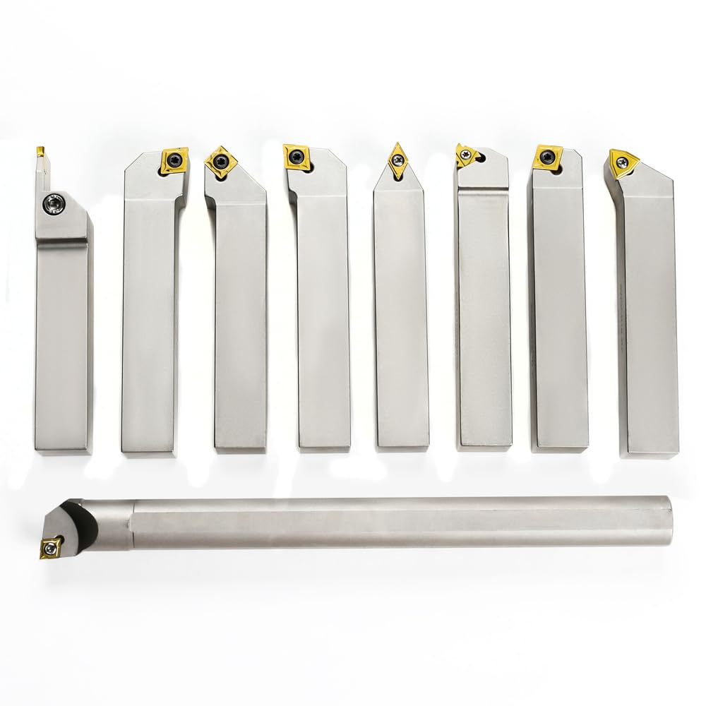 OSCARBIDE 9-Piece 1" Shank Indexable Lathe Tool & Boring Bar Set