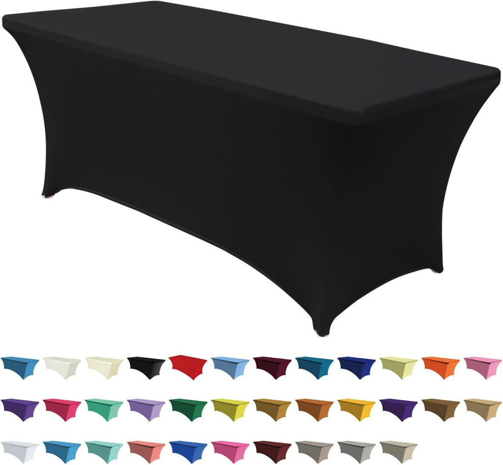 6FT Spandex Table Cover, Stretch Fitted Tablecloth, Black