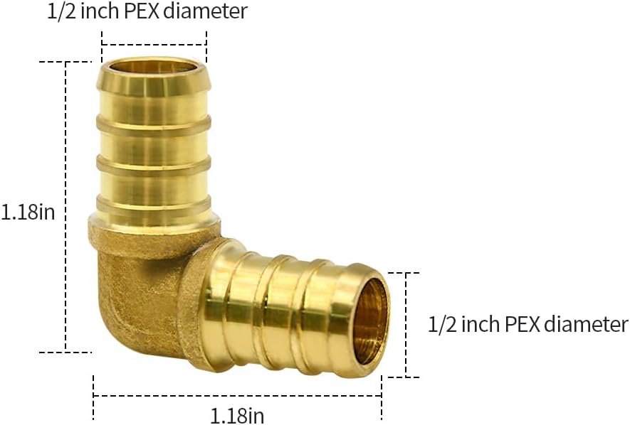 10 Pack 1/2" PEX Elbow Fittings, Brass Fittings