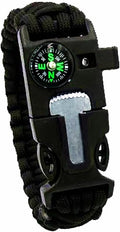 550 Paracord Survival Bracelet with Magnetic Liquid Compass, Ferro Rod Fire Starter, Scraper Tool and Emergency