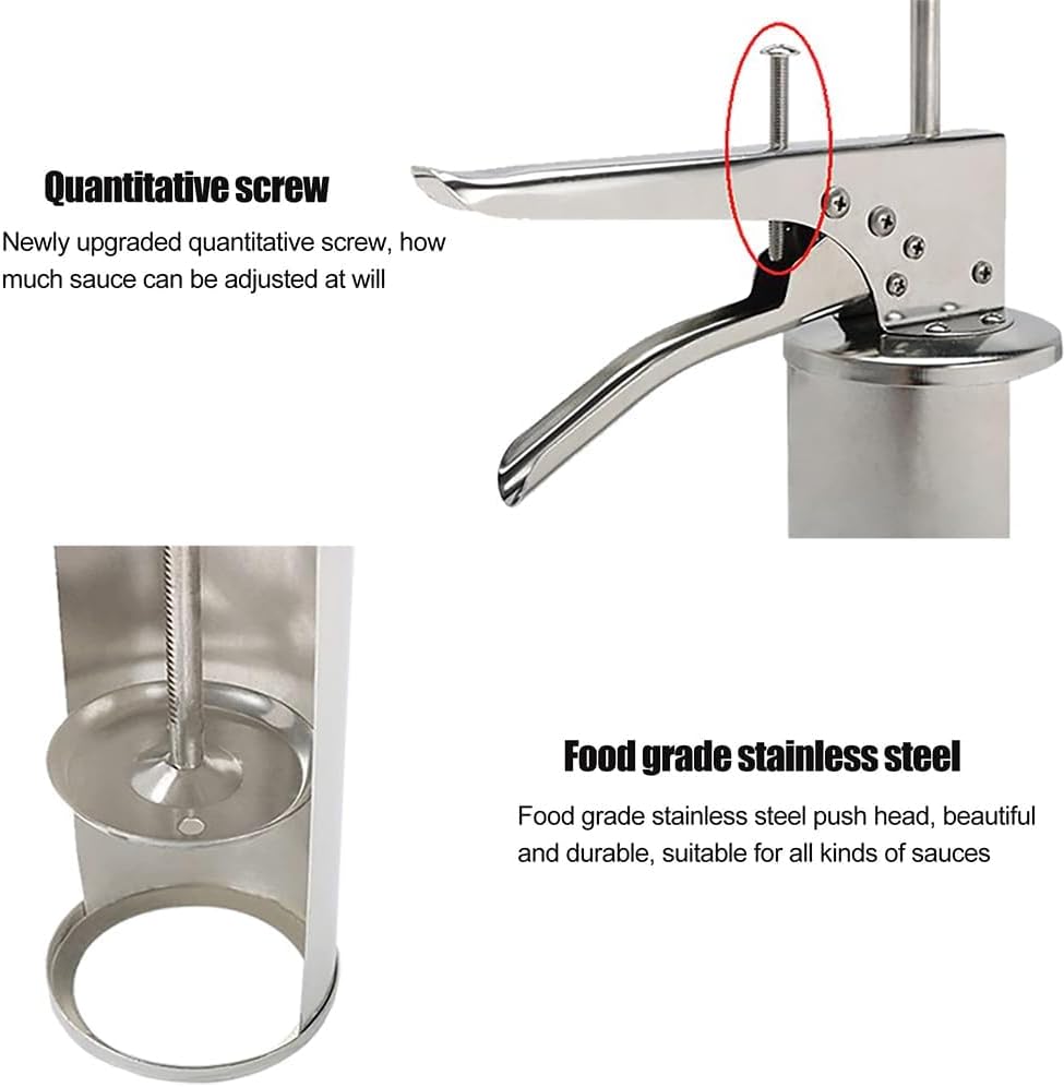 Quantitative Sauce Dispenser, Stainless Steel Burger Sauce Gun, with Squeeze Bottles