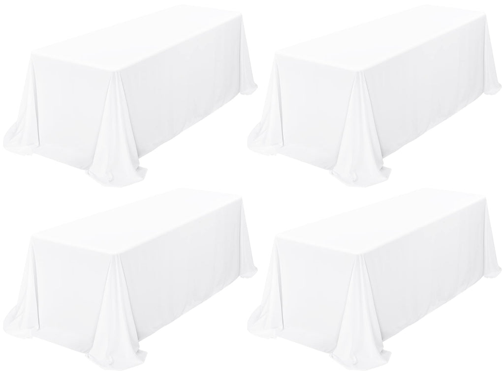 4 Pack White Polyester 90x156 Inch Tablecloths