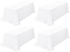 4 Pack White Polyester 90x156 Inch Tablecloths