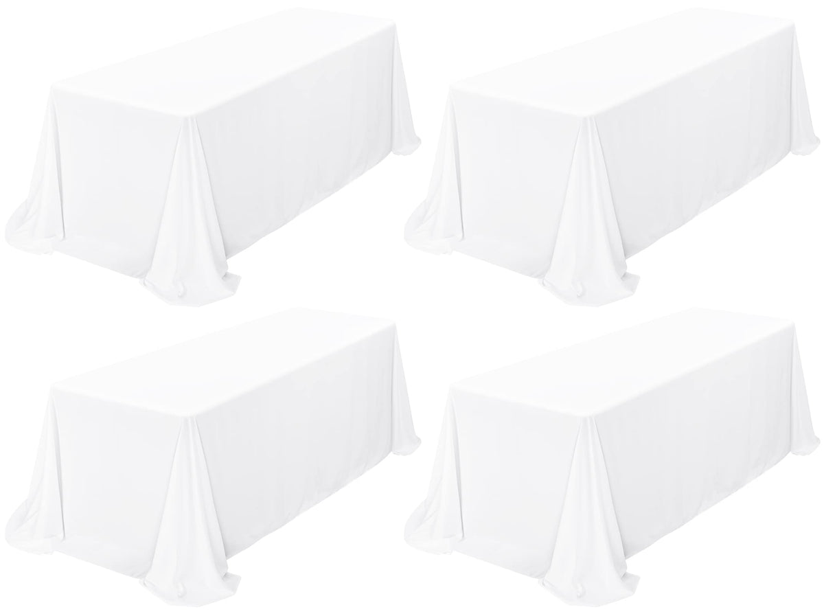 4 Pack White Polyester 90x156 Inch Tablecloths