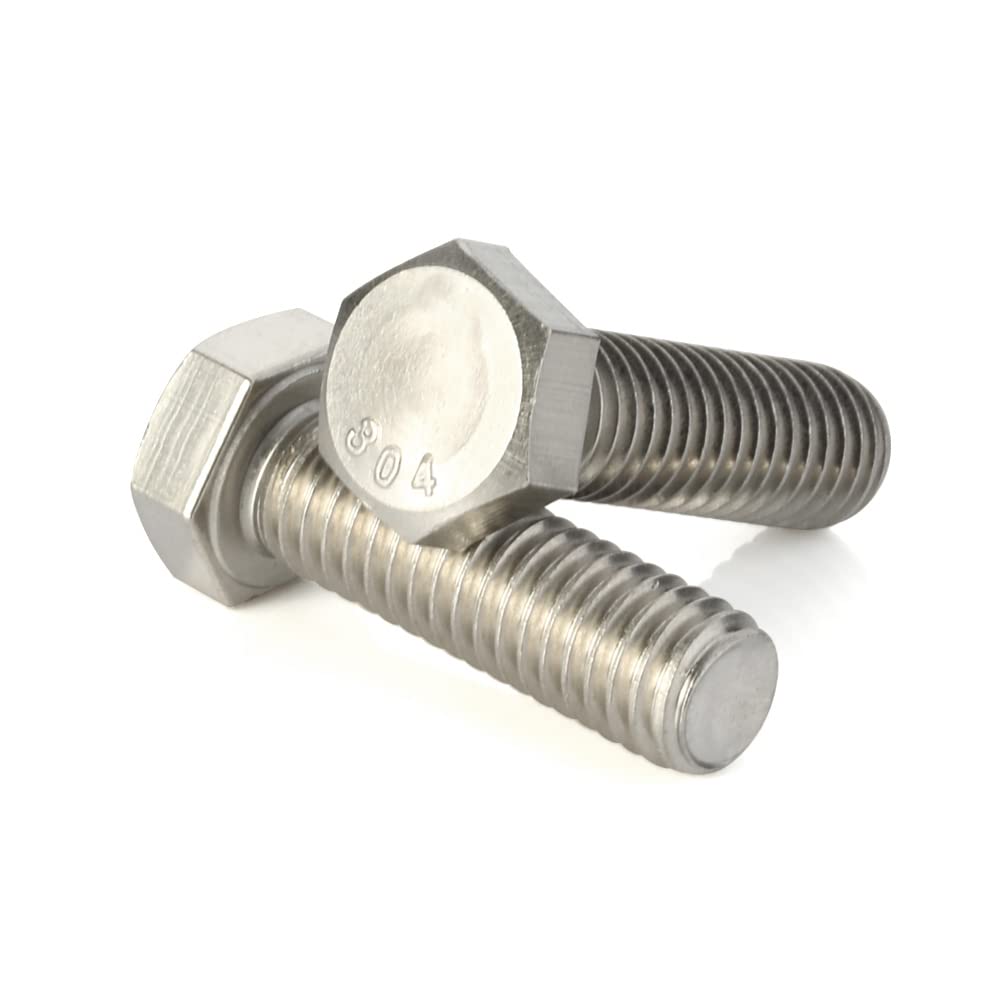 1/4-20 x 2 Hex Head Cap Screws Hexagon Bolts, External Hex Drive, Stainless Steel 304, UNC Coarse Thread Fully Threaded, Quantity 25