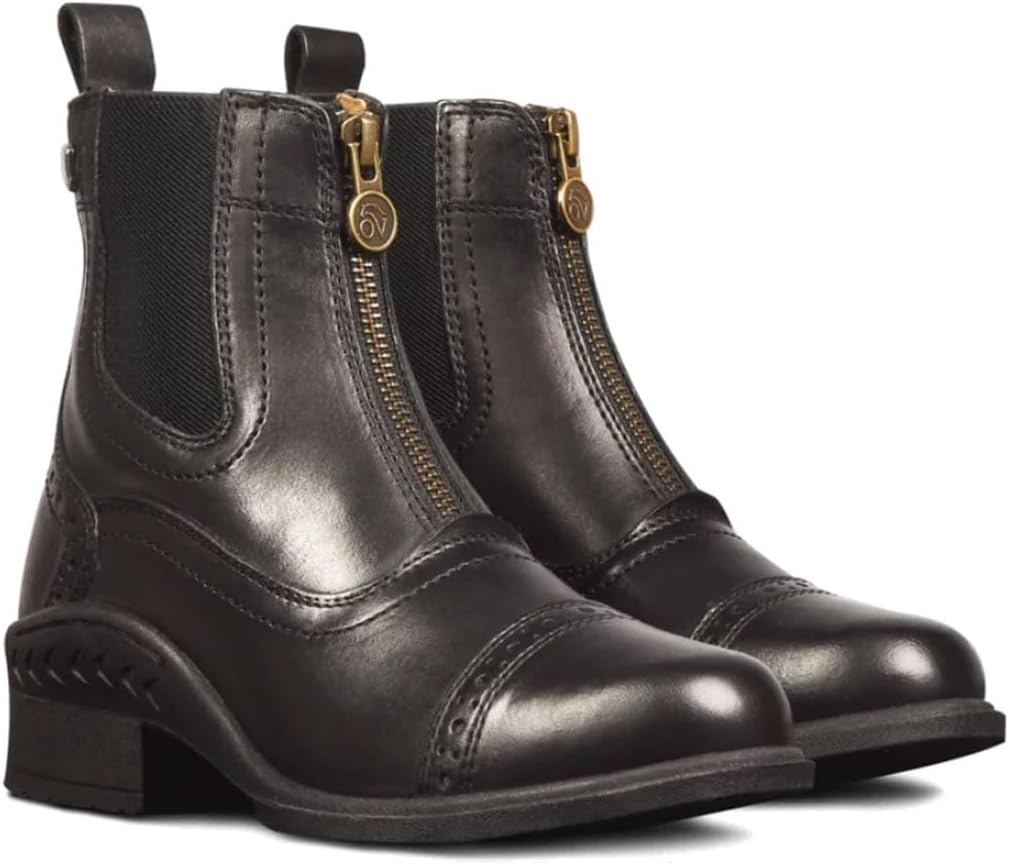 Women's Comfortable Durable Warm Water-Resistant Leather Equestrian Horse Riding Tuscany Zip Paddock Boot
