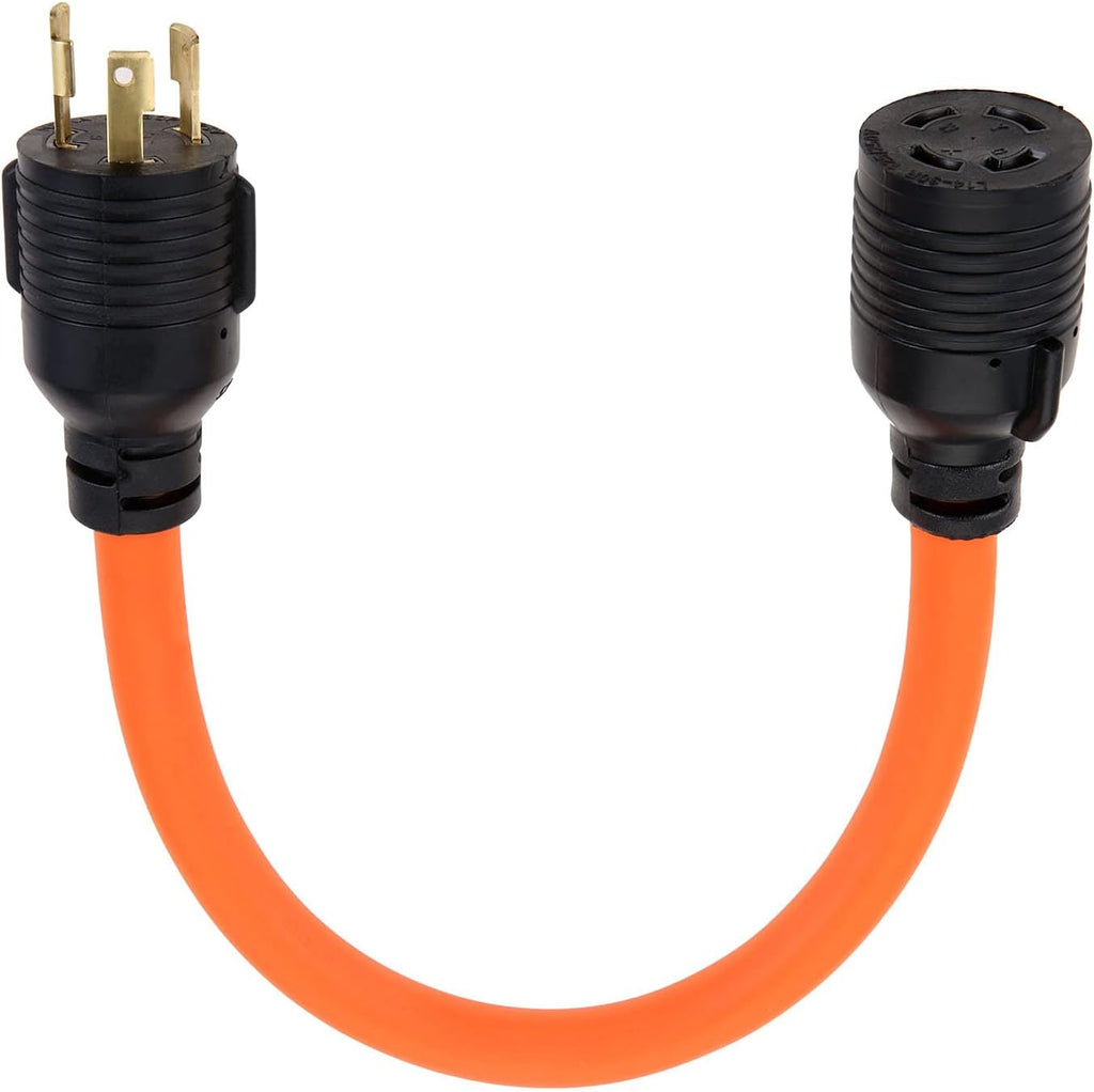 NEMA L5-30P to L14-30R Generator Transfer Switch Adapter Cord 1.5FT | 30 Amp 3 Prong to 4 Prong RV Generator Adapter