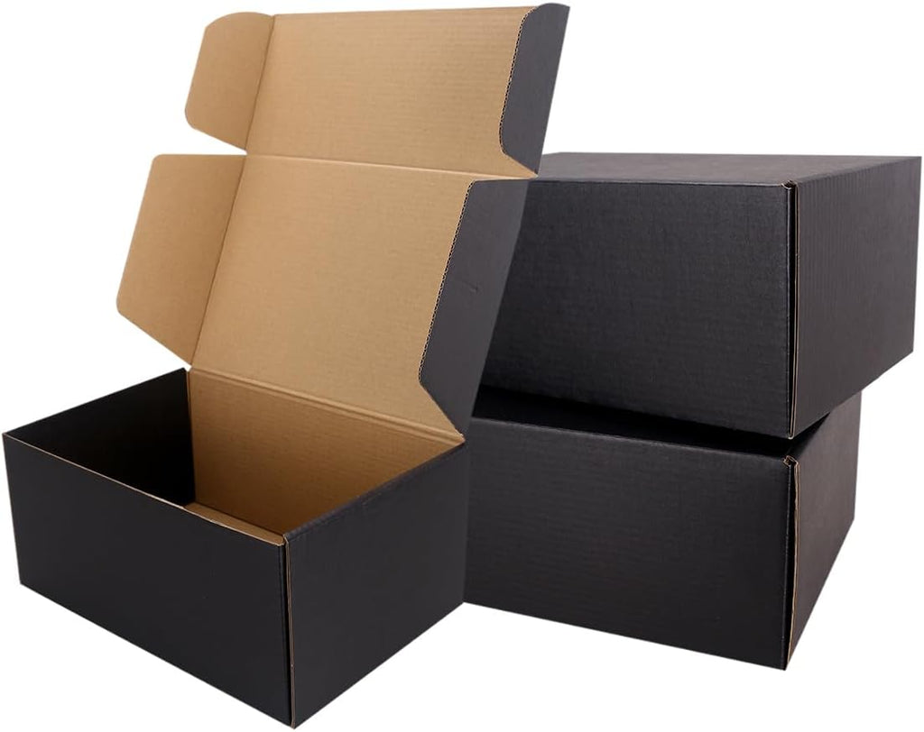 Shipping Boxes, 10Pcs Black 9x6x4in Corrugated Cardboard Box
