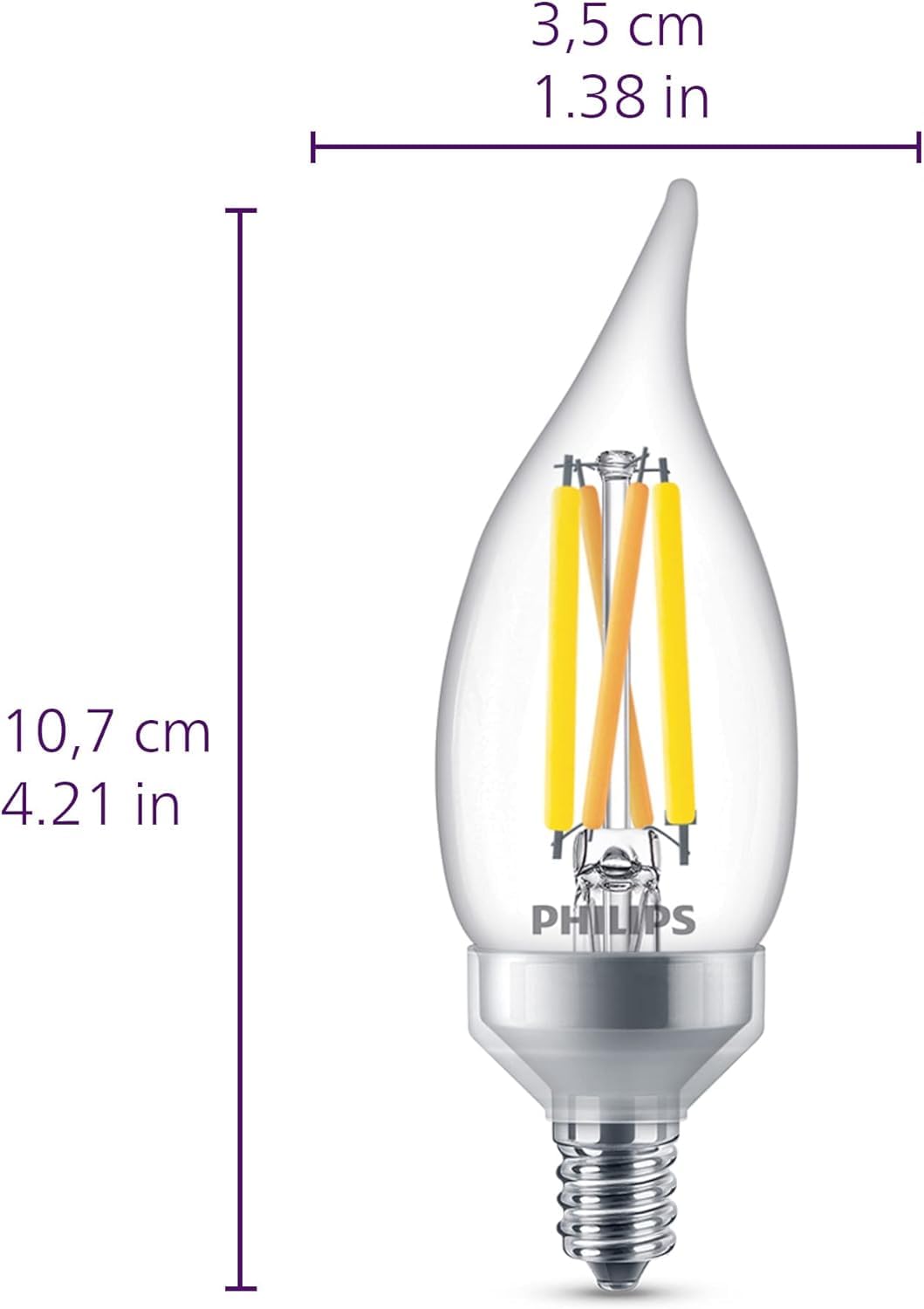 BA11 E12 Chandelier Bulbs, 3-Pack
