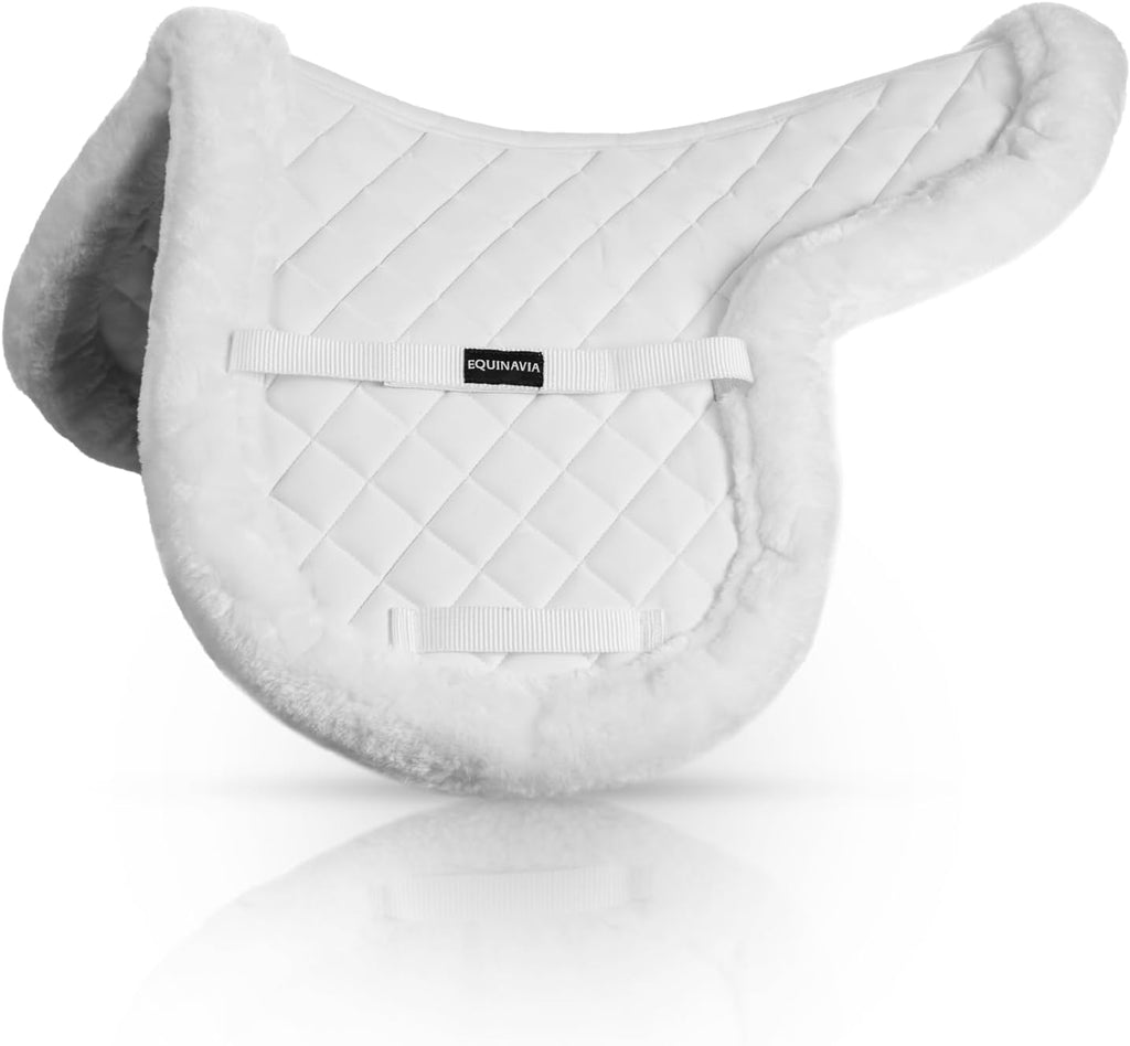 Eidsvoll White English Saddle Pad, Ultra Fleece Trim Design