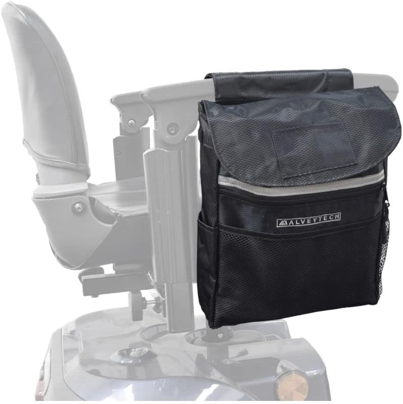 Water-Resistant Saddle Bag (Large, Black) - For Mobility Scooters, Wheelchairs, & Power Chairs - Lightweight & Easy