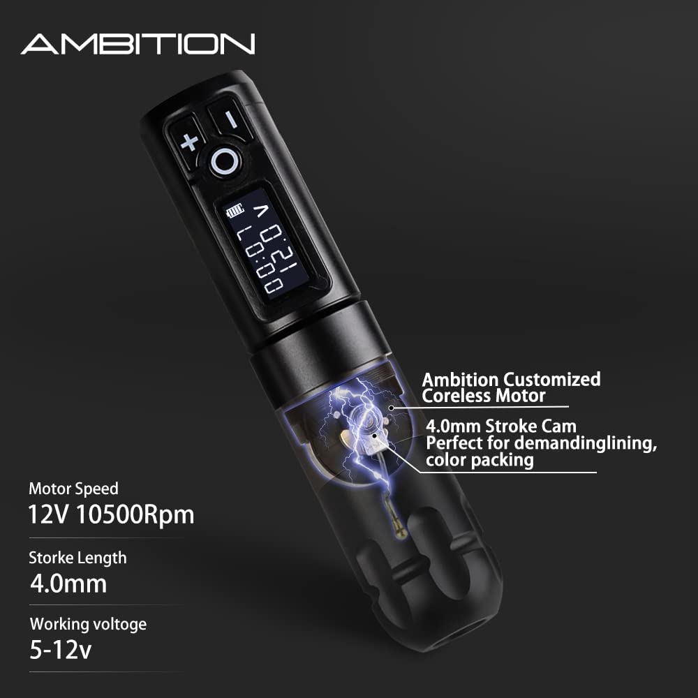 Soldier Wireless Tattoo Machine Kit Complete Rotary Coreless Motor Tattoo Pen Kit with Extra 2400mAh Battery 80pcs