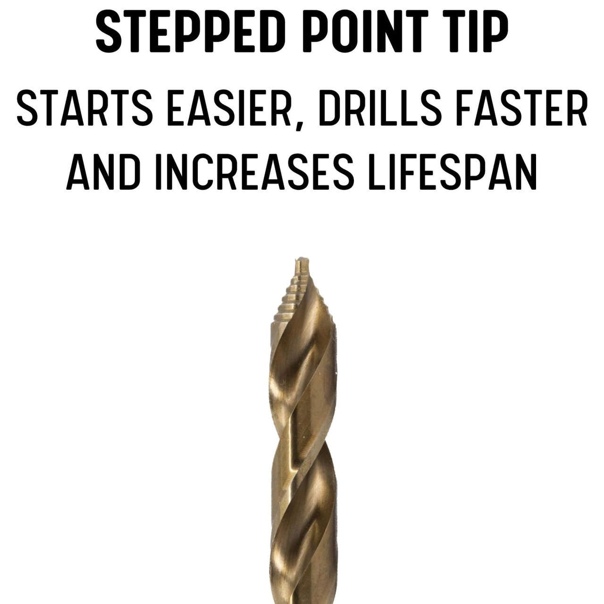 Drill America 5 Piece Cobalt Stepped Point Drill Bit Set with Quick Change Hex Shank