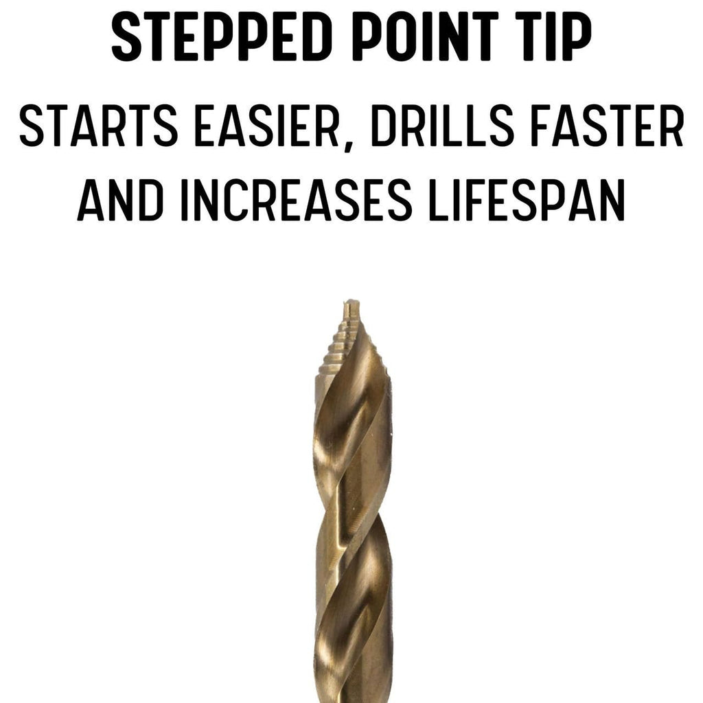 Drill America 3/8" Cobalt Stepped Point Drill Bit with Quick Change Hex Shank