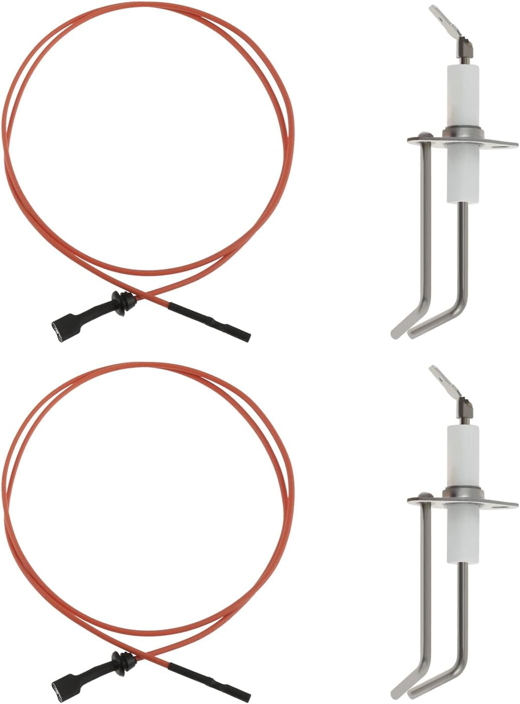 2 Pack 62-24164-01 Furnace Burner Ignitors Repalcement, Flame Sensor Ignitors with 232258 2-Prong Electrode Assembly and 31.5" High-Temperature Cable Wire Compatible with Rheem Furnace
